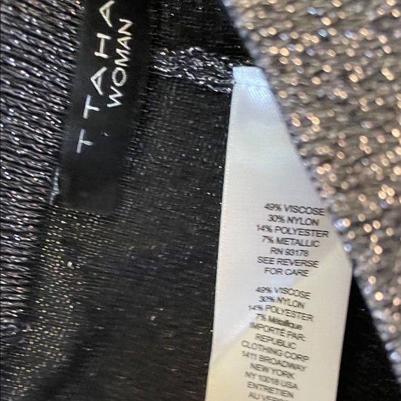 Tahari Black/Silver Shimmer Wide Leg Pants - Picture 3 of 11